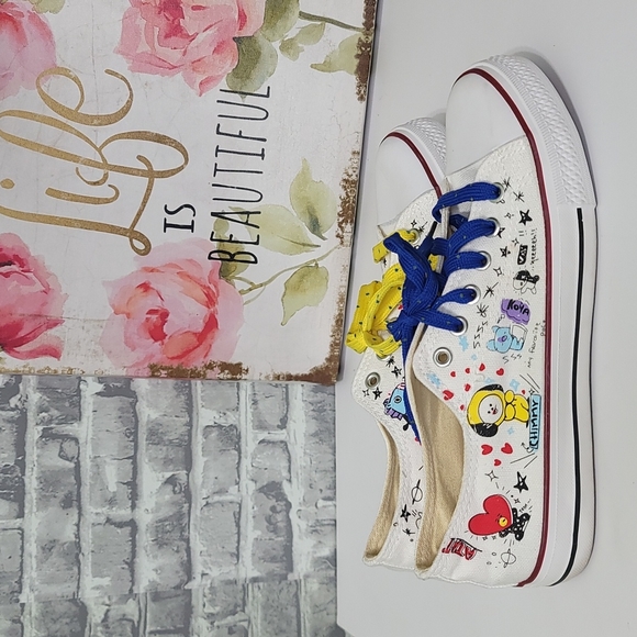 White BT21 Line Friends Tennis Shoes Shooky Mang RJ Cooky Chimmy Tata Koya - Picture 6 of 16